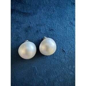 Vintage Sterling Silver Earrings, Faux Pearl‎ Clip Back Earrings